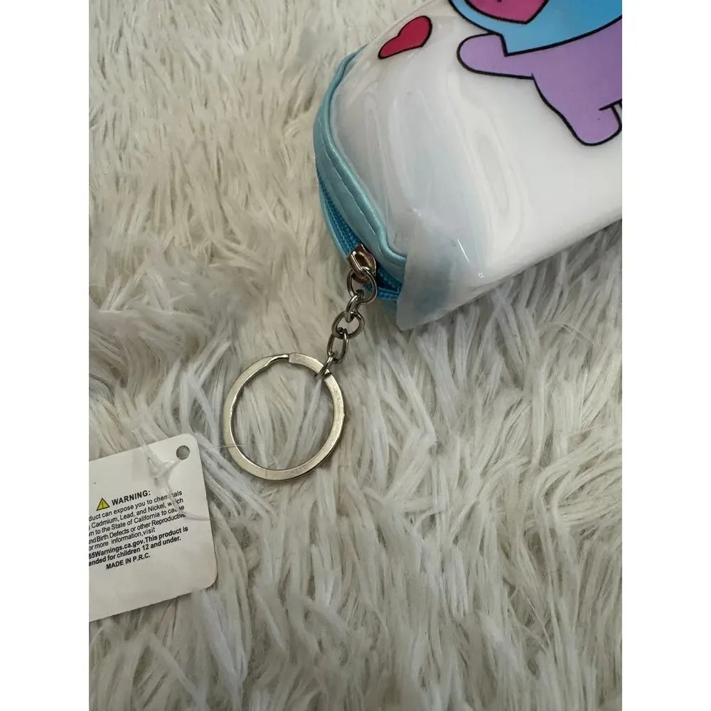 BTS Mang J-Hope coin purse blue pouch keychain Blue a heart-shaped face